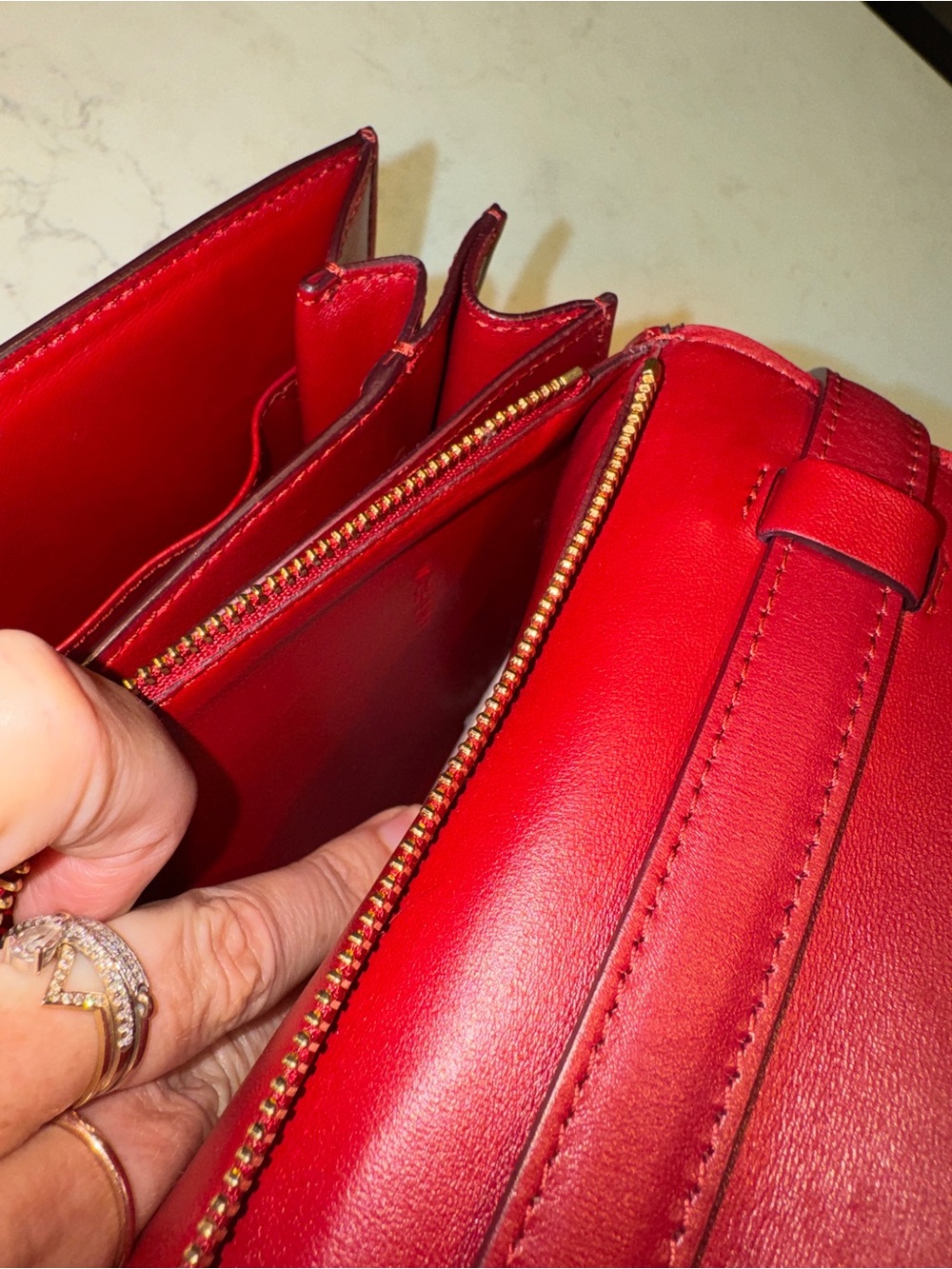 Celine Red Leather Box Bag with Gold Hardware - Picture 10 of 12